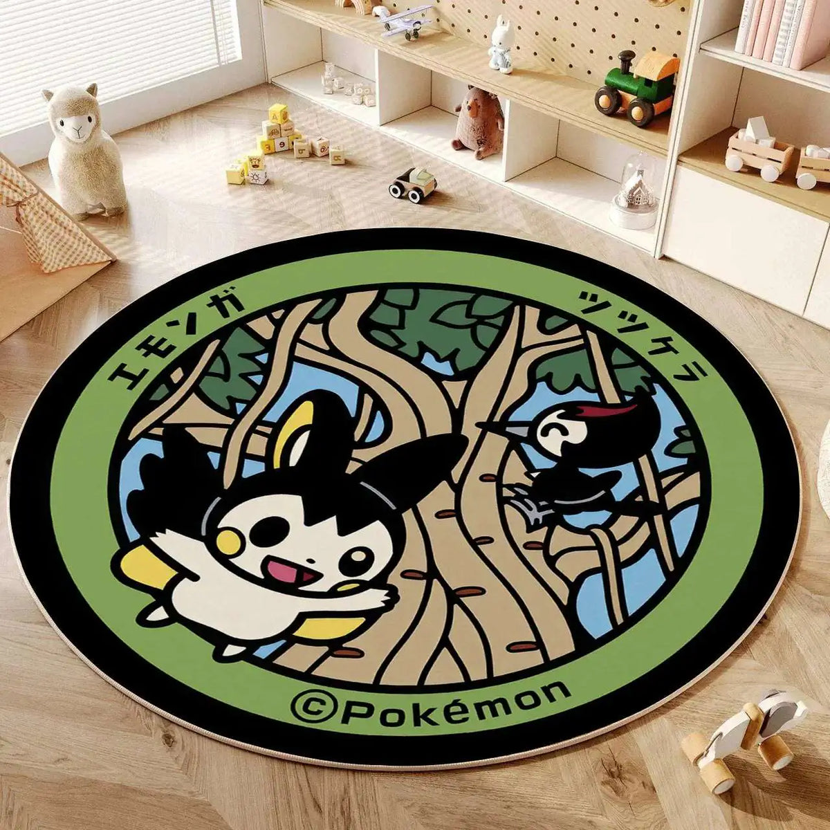 VIKAMA Cartoon Round Carpet Gaming Computer Chair Floor Mat Girly Room Mat Bedroom Carpet Stain Resistant Home Decoration