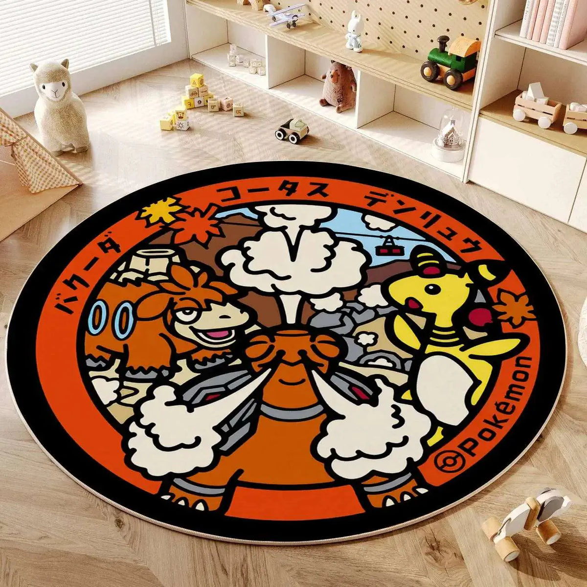 VIKAMA Cartoon Round Carpet Gaming Computer Chair Floor Mat Girly Room Mat Bedroom Carpet Stain Resistant Home Decoration