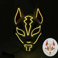 LED Fox Mask Neon Light Up Japanese Kitsune Mask for Halloween Cosplay Party Rave Festival Costume Glowing EL Wire Masque