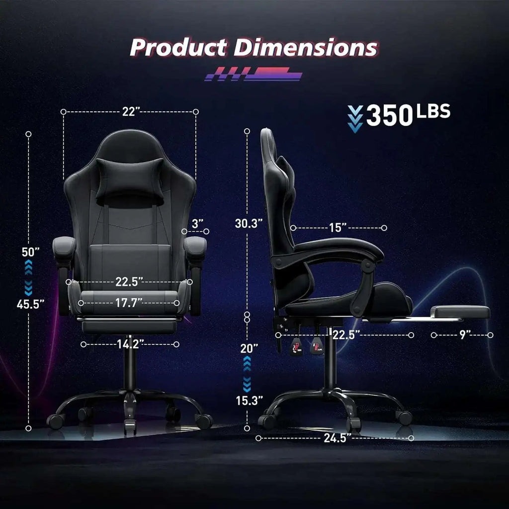 Gaming Chair for Adults, Ergonomic Computer Chair with Linkage Armrests,Height Adjustable Gamer Chair with Footrest and Headrest