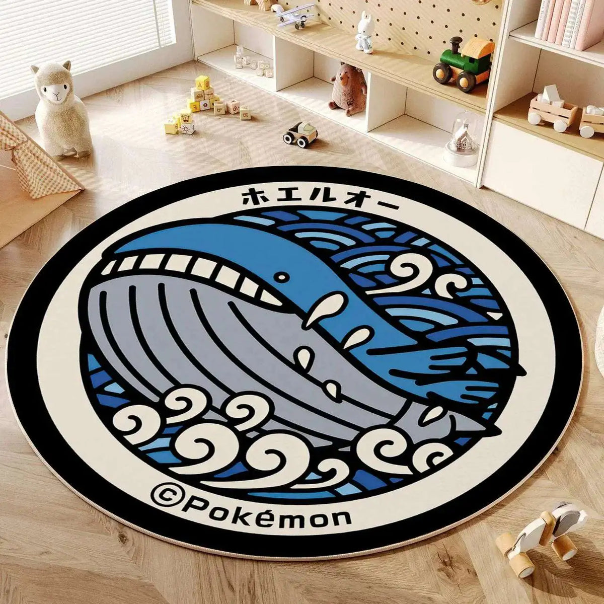 VIKAMA Cartoon Round Carpet Gaming Computer Chair Floor Mat Girly Room Mat Bedroom Carpet Stain Resistant Home Decoration