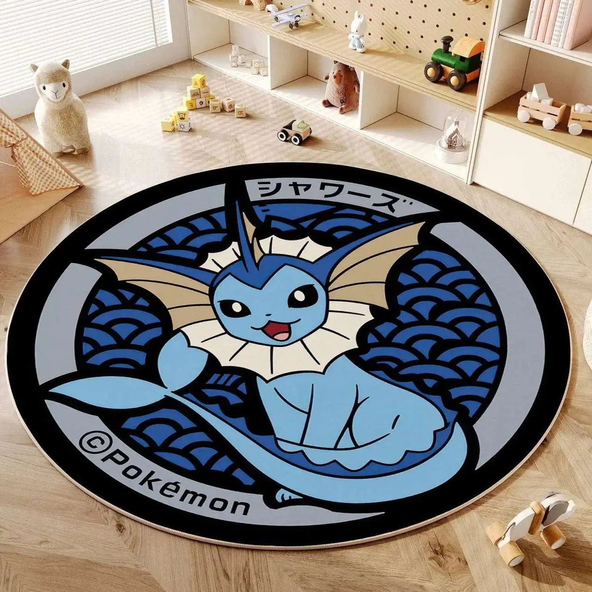 VIKAMA Cartoon Round Carpet Gaming Computer Chair Floor Mat Girly Room Mat Bedroom Carpet Stain Resistant Home Decoration